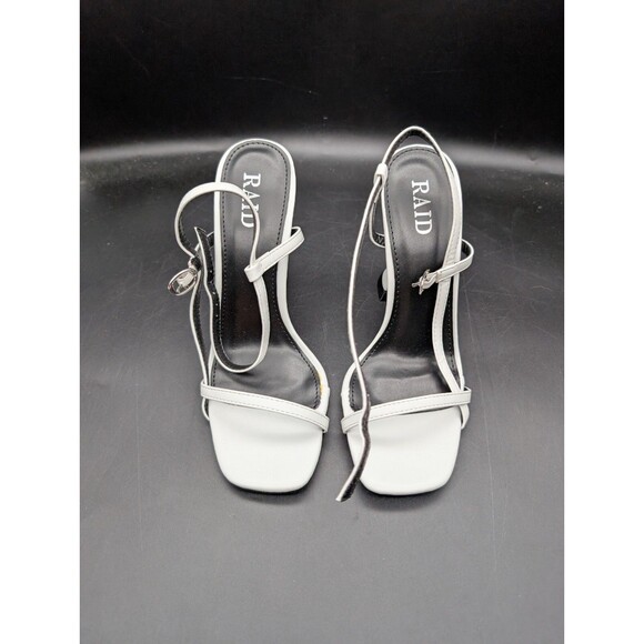 Womens ASOS Raid Heels Size 7 Lacie Flared Heeled White Sandals - Picture 1 of 9